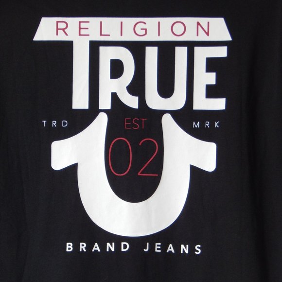 TRUE RELIGION CREW LOGO GRAPHIC BLACK T SHIRT - Picture 4 of 4